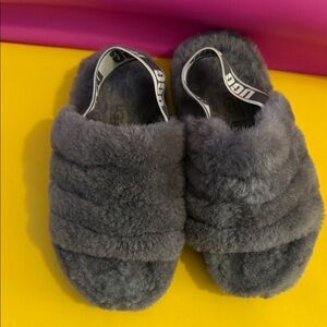 UGG Charcoal Fluffy Slippers
